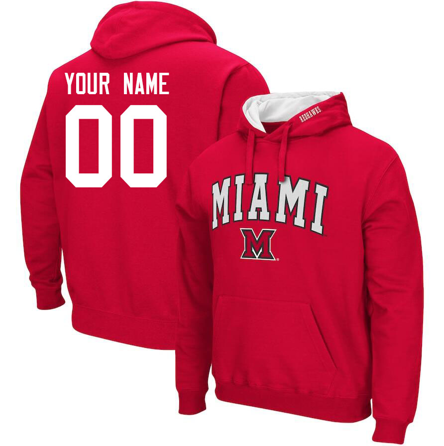 Custom Miami University Redhawks Name And Number Hoodies-Red